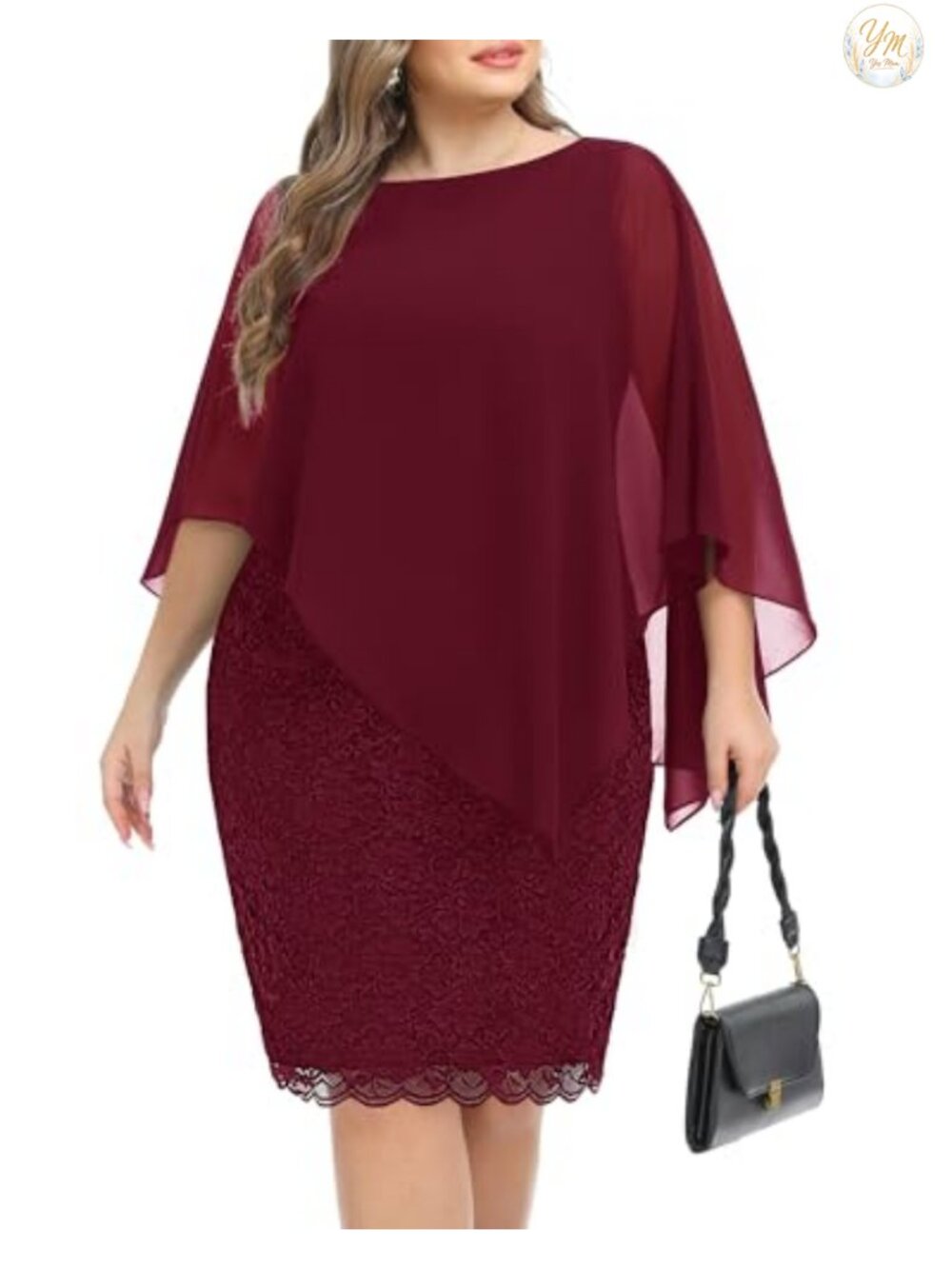Plus Size Sheath Cocktail Dress Lace Cape Sleeve Semi Formal Wedding Guest